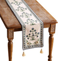 patdrea Designer Blue Rustic Elegant Floral Patterned Linen Table Runner 71 by Welcometopatdrea