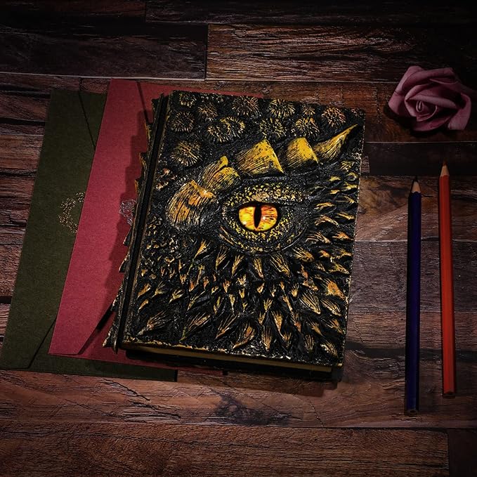 molshine A5 3D Dragon Embossed Journal, Resin Engraving Notebook, Retro Diary - Image 6
