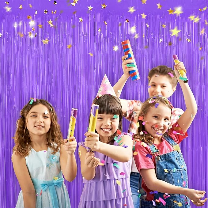 BEISHIDA 2Pcs Purple Door Streamer Fluorescent Purple Backdrop Blue Foil Fringe - Image 6