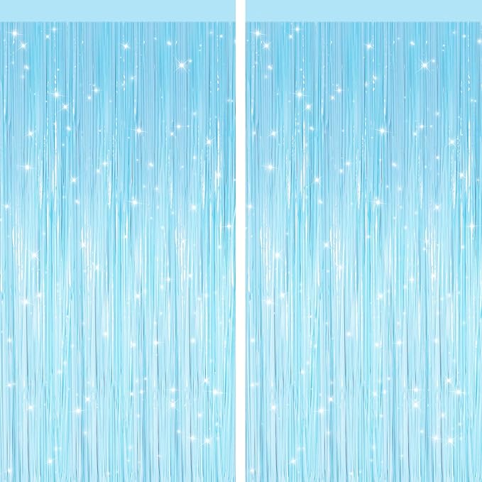 2 Pack Macaron Light Blue Metallic Tinsel Foil Fringe Curtains, Door Streamers by Unknown