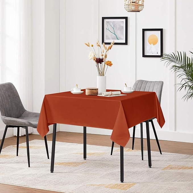 sancua Square Tablecloths 85x85 Inch Rust - Image 3