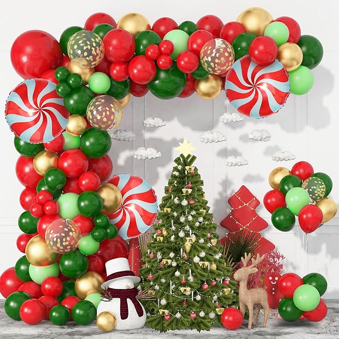 Patimate Red Green Christmas Balloons Set - Image 2