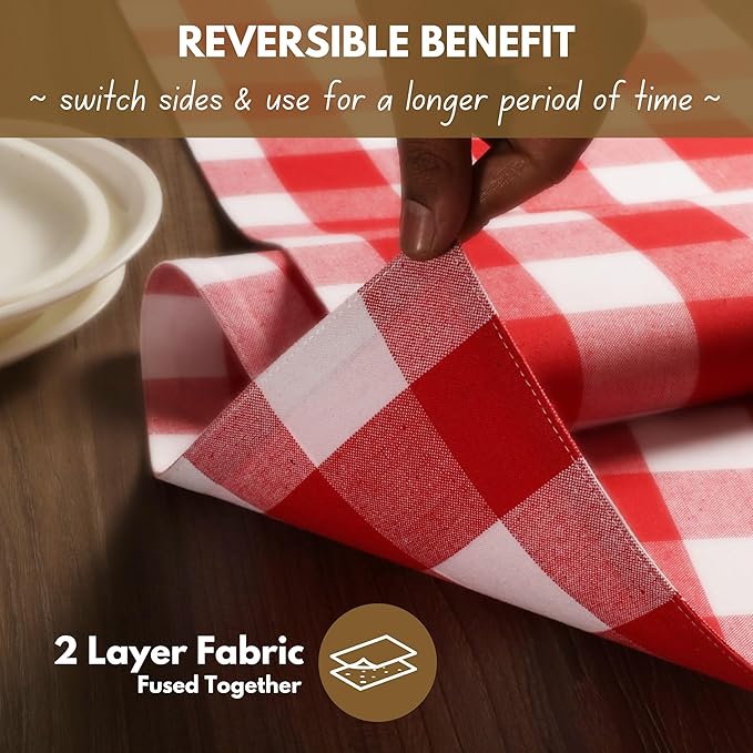 Native Fab Table Runner Buffalo Check Plaid 100% Cotton - Image 3
