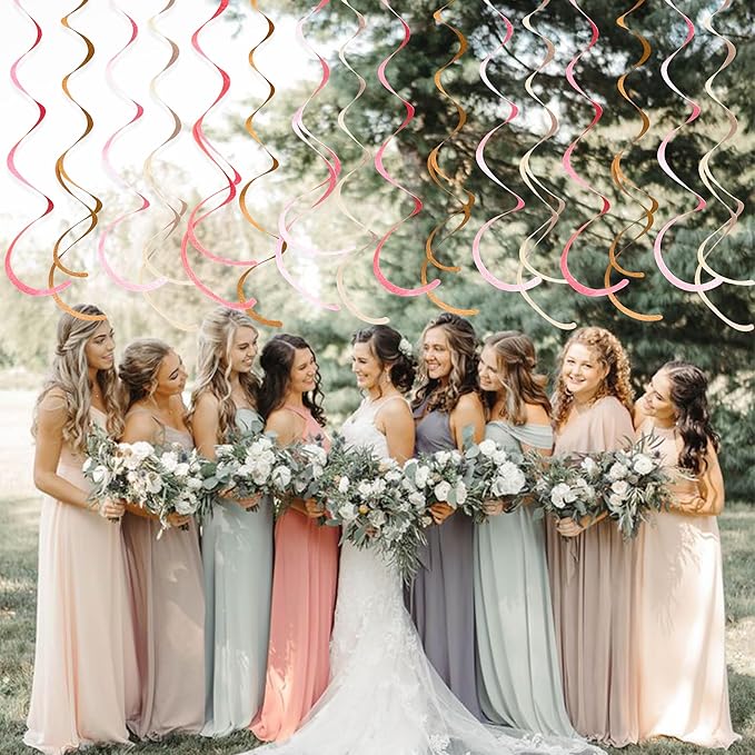 36 Pcs Boho Hanging Swirl Decorations Brown Blush Pink Felt Swirl Streamer - Image 7
