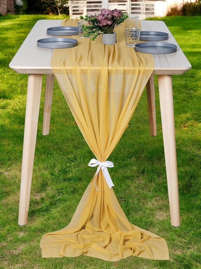 MDS 2 Pack 14ft Chiffon Table Runner 29 x 170 Inches Sheer Wedding Runner by MDS
