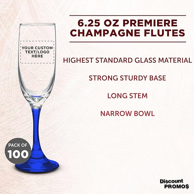 DISCOUNT PROMOS Custom Premiere Champagne Flutes 6.25 oz. Set of 100, - Image 3