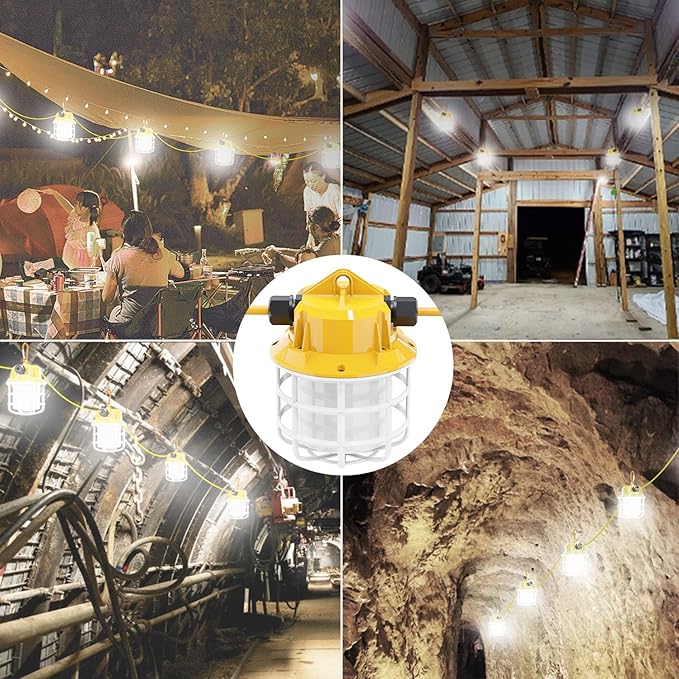 50ft LED Construction String Lights, 75W 7500LM Industrial Grade Super Bright - Image 6
