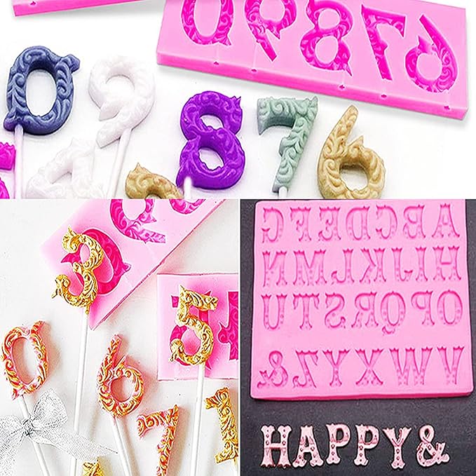 Silicone Fondant Molds, AIMEIKI 3 Pack 3D Silicone Number 0-9 Alphabet A-Z - Image 5