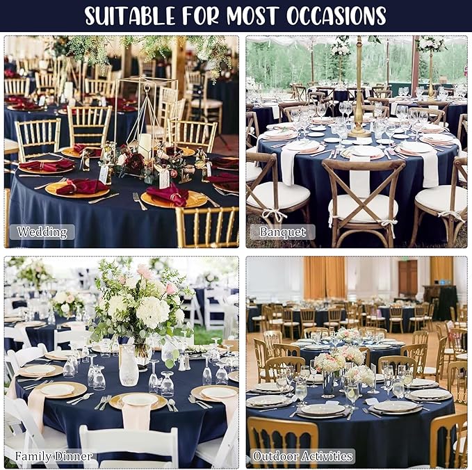 8 Pack Premium Round Tablecloth 120 Inch Round Table Covers Washable Polyester - Image 6