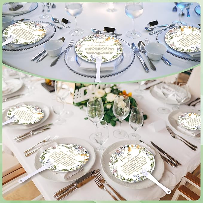 Roowest 100 Pcs Wedding Fans for Guests Bulk Plastic Floral Handheld Wedding - Image 5