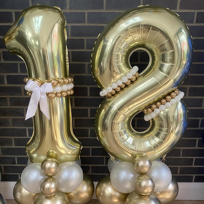 Champagne Gold 1 Balloon, 40 Inch Light Gold Number 1 Balloon Big Foil Mylar - Image 6