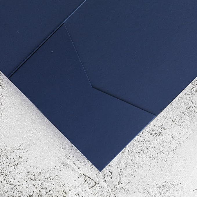 20 PCS Navy Blue Tri-fold Laser Cut Wedding Invitation Pockets - Image 6