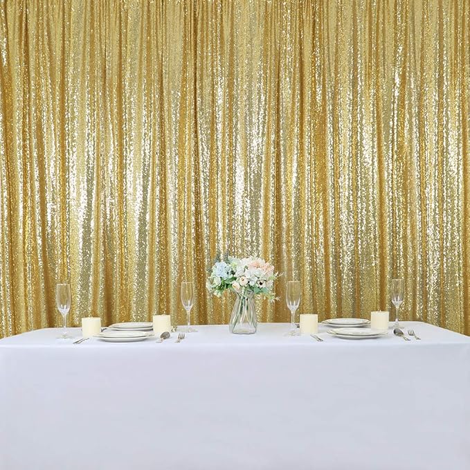 Hahuho Gold Sequin Backdrop Curtain, Party Decoration（4 Panels, 2FT x 8FT - Image 7
