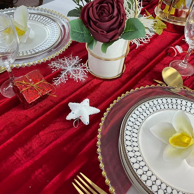 Luxurious Velvet Table Runner, 10ft Wedding Reception Decorations, 20x120inch - Image 2