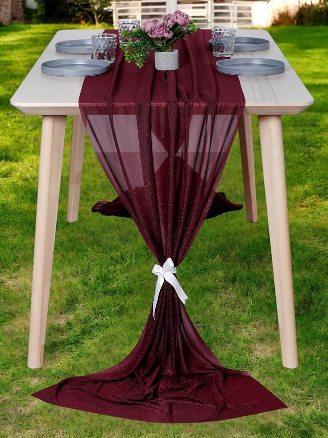 MDS 2 Pack 14ft Chiffon Table Runner 29 x 170 Inches Sheer Wedding Runner by MDS
