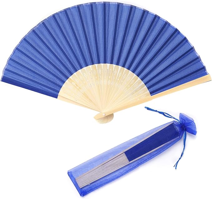 24pcs Imitated Silk Hand Fan Imitated Silk Fabric Bamboo Handheld Folded Fan by SLcrafts