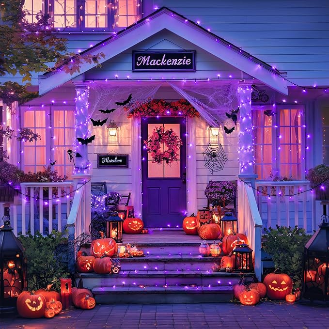 JMEXSUSS Purple Solar Lights Outdoor Waterproof, 2 Pack 100 LED Solar Halloween - Image 5