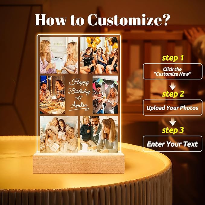 Custom Picture Frames with Photo, Personalized Collage Picture Frame with Night - Image 4