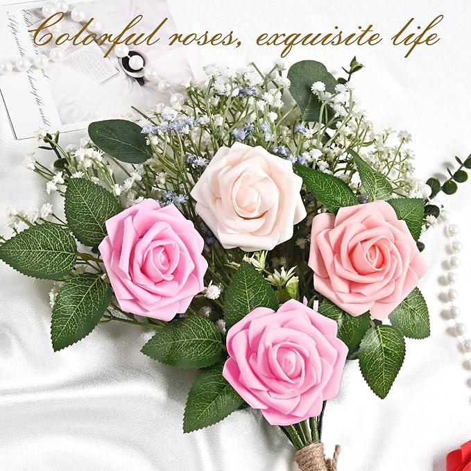 BLEUM CADE 16Pcs Artificial Flowers Fake Roses - Image 6
