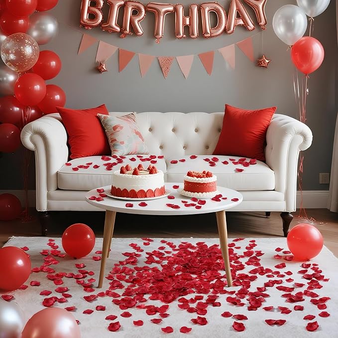 1000 Pcs Red Rose Petals Artificial Silk Flower Petals Romantic Decorations - Image 2