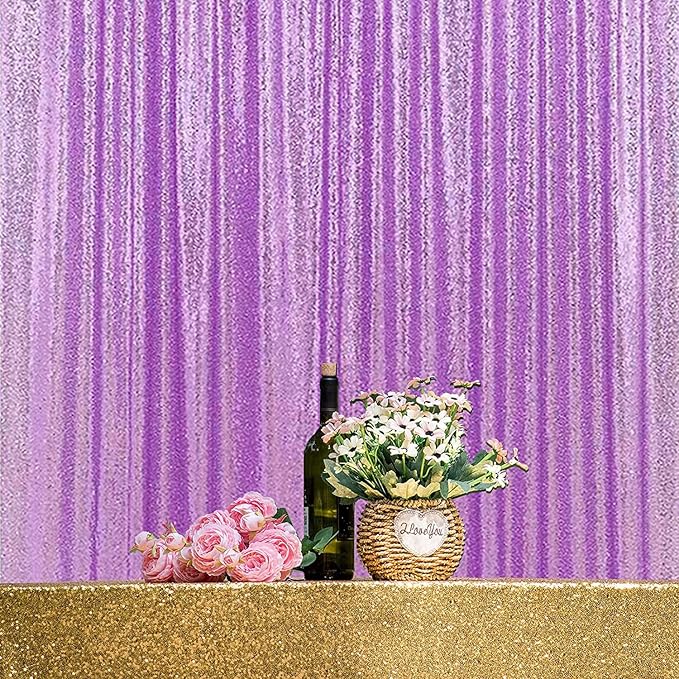 Lavender Sequin Backdrop Curtains 1 Panel 10FTx10FT Glitter Lavender Photo - Image 4