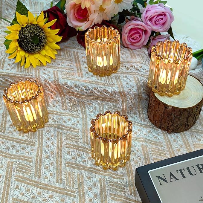 GOLDEAL 6Pcs Gold Glass Votive Candle Holders Tealight Holders Decorative - Image 6