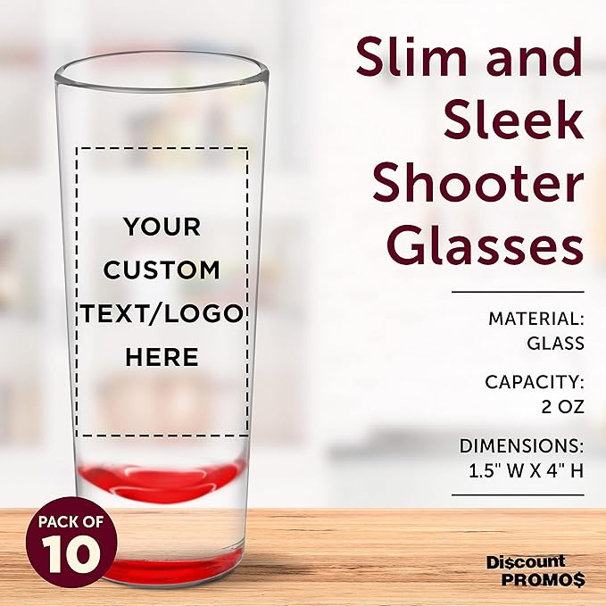 Custom Cordial Shooter Shot Glasses 2 oz. Set of 10, Personalized Bulk Pack - Image 4