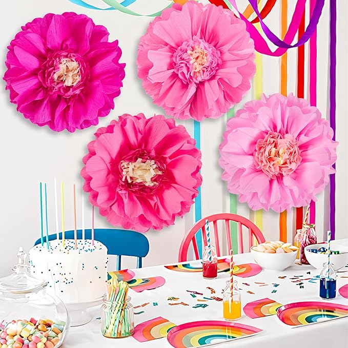 SUNBEAUTY 20" Giant Hot Pink Tissue Paper Flowers - Image 8