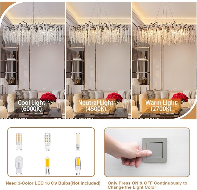YUYI 47.2'' Modern Crystal Chandeliers - Image 6