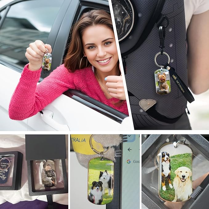 Funnylife Personalized Dog Memorial Photo Keychain Stainless Steel Custom Pet - Image 5