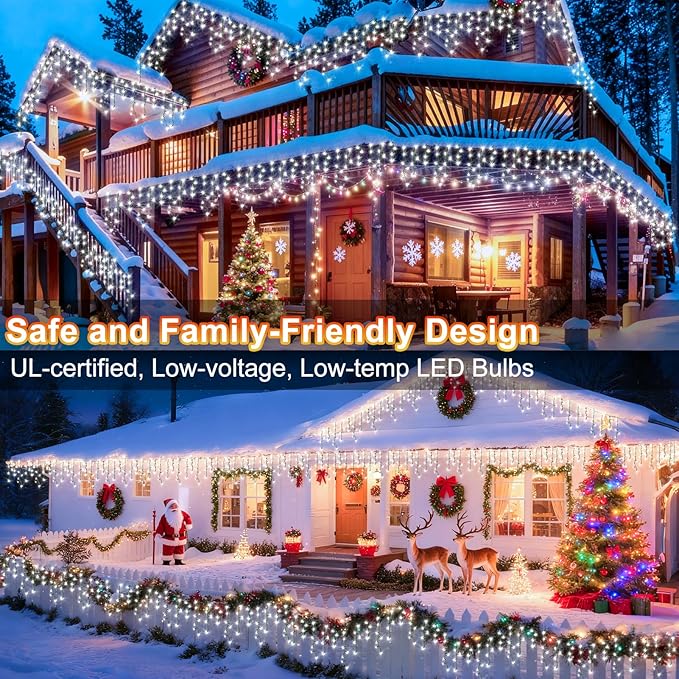 KNONEW 33FT 400 LED Christmas Lights Outdoor Black Wire String Lights - Image 4