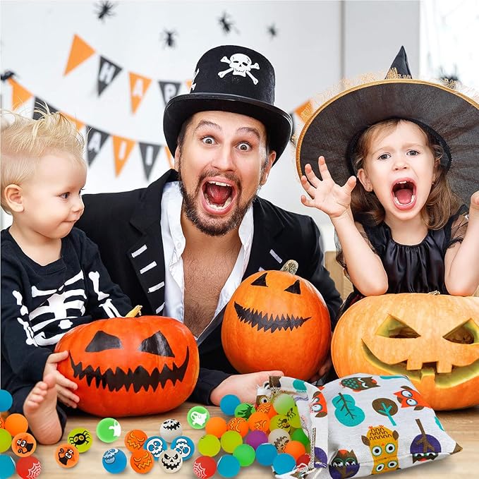 200 Pcs Halloween Party Favors, Glow in The Dark Bouncy Balls 10 Halloween- - Image 4