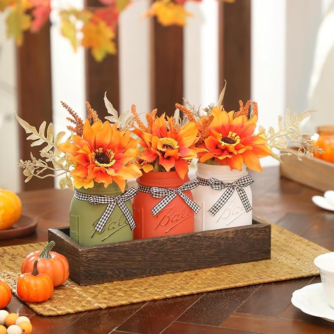 Thanksgiving Fall Mason Jar Centerpiece - Image 3
