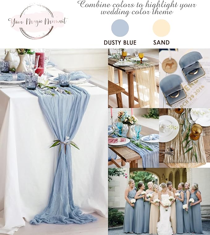 Dusty Blue Cheesecloth Table Runner 141 in Long, Cheese Cloth - Image 5
