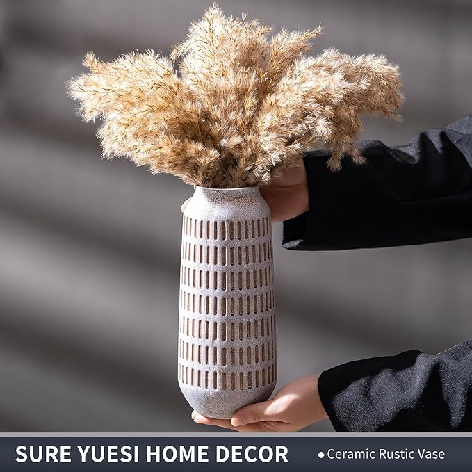 Rustic Ceramic Flower Vase, Terracotta Farmhouse Decorative Vintage Vases - Image 2