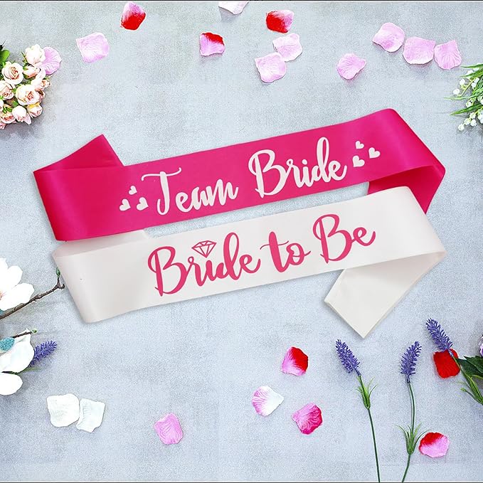 7 Pack Bachelorette Sashes Hot Pink, 1 White Bride to Be Sash and 6 Team Bride - Image 4