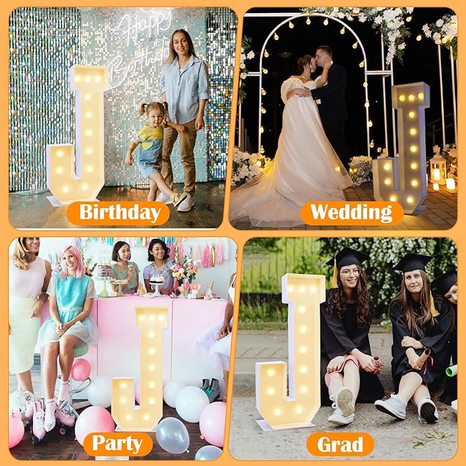 4ft Marquee for Letters J, Large Light up Letters, Letter Balloons, Wedding - Image 3