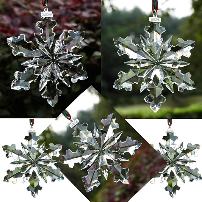 2024 Annual Edition Crystal Snowflake Ornament Christmas Ornament Home Decor - Image 2