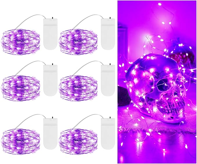 TingMiao Halloween Purple Fairy Lights Battery Operate, 7.2ft 20 LEDs String by TingMiao