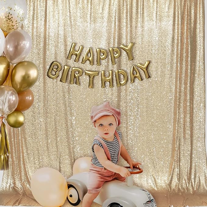 PartyDelight Sequin Backdrop Light Gold 6Ft x 8Ft Photograph Back Drop Wedding - Image 3