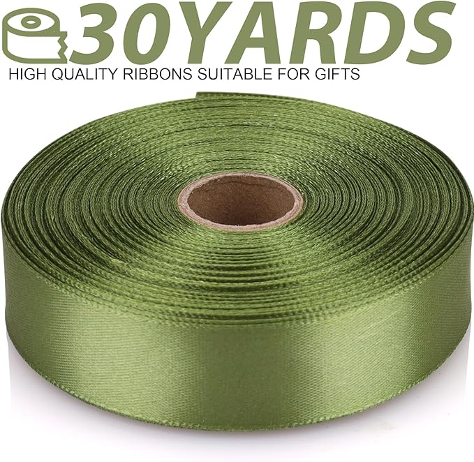 Olive Green Satin Craft Ribbon - Image 2