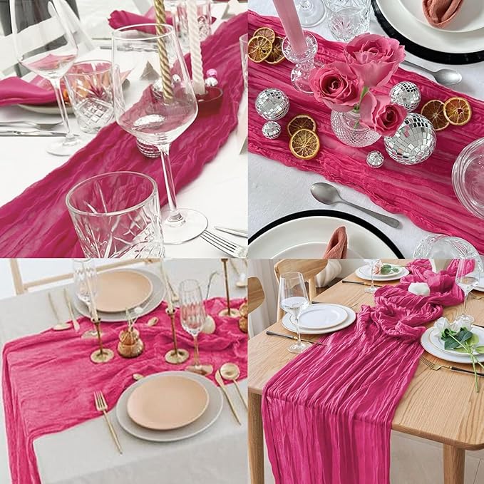 Hot Pink 20 Pack Cheesecloth Table Runner 10FT Boho Fabric Rustic Cheese Cloth - Image 6