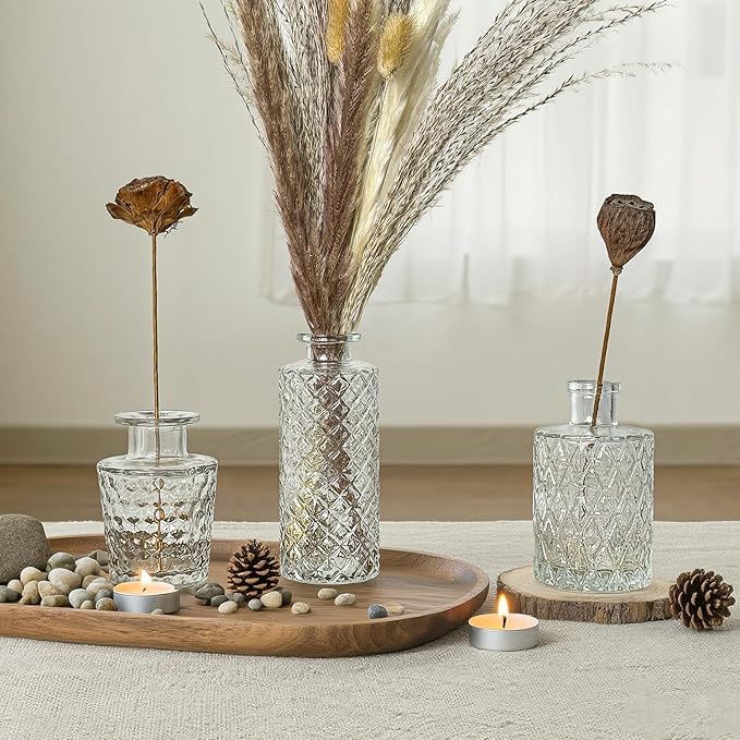Glass Bud Vase Set of 3 Pcs Small Minimalist Vases - Image 2