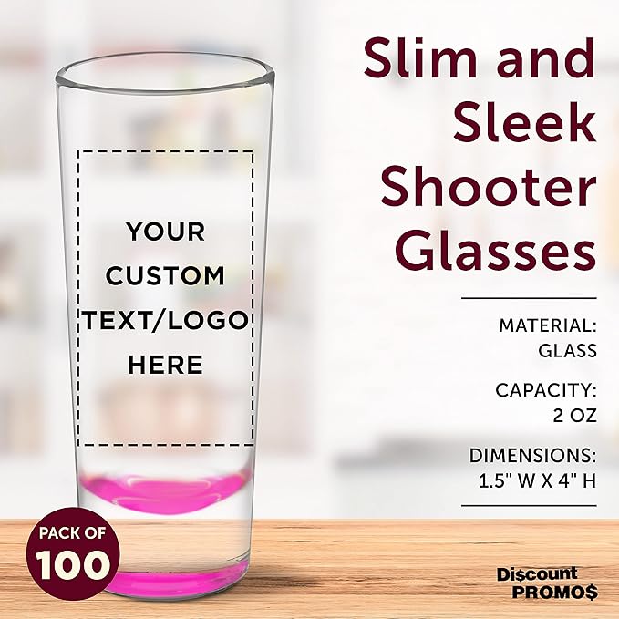 Custom Cordial Shooter Shot Glasses 2 oz. Set of 100, Personalized Bulk Pack - Image 4