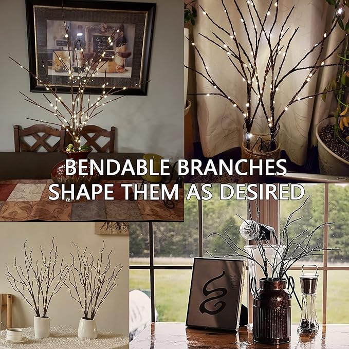 Fudios Lighted Branches with Timer 70 LED Fairy Lights 18in Battery Operated - Image 5