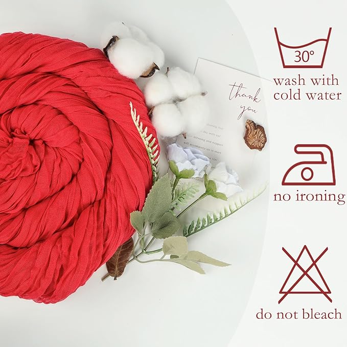 12 Pack Red Cheesecloth Christmas Table Runner 10ft Boho Gauze Fabric Cheese - Image 5