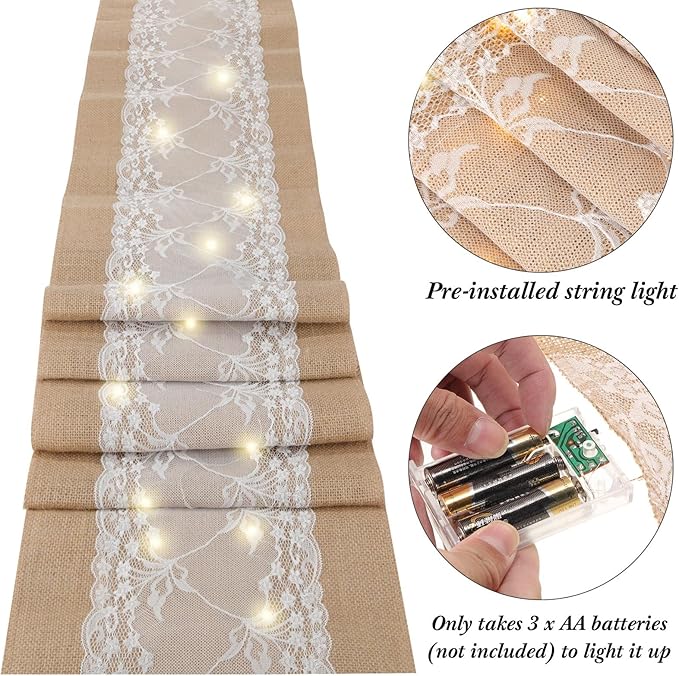 Xinnun 12 Pcs Burlap Table Runner - Image 3
