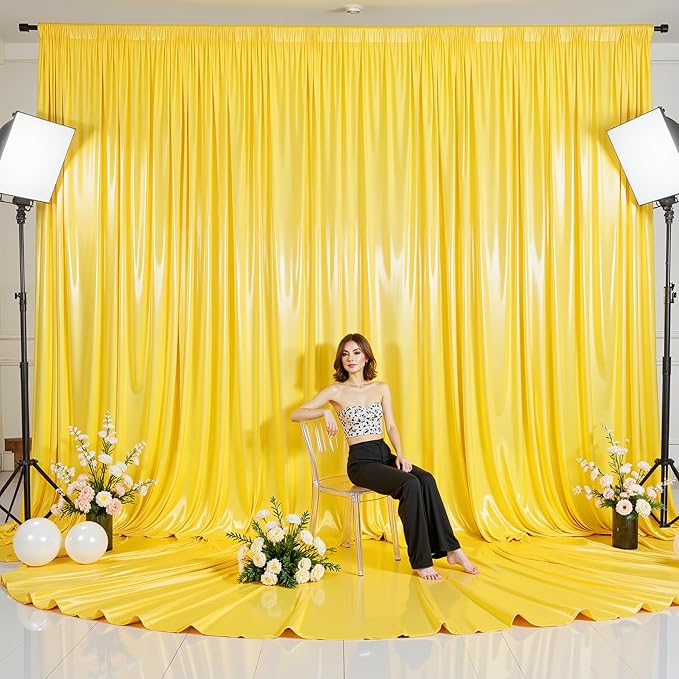Gold Glitter Backdrop Curtain for Parties Wedding, 10Ft x 10Ft Satin Shimmer - Image 7