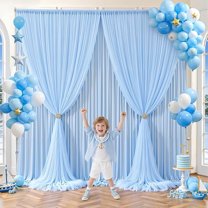Baby Blue Tulle Backdrop Curtain - Image 6