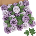 AmyHomie 25pcs Real Looking Artificial Pale Lavender Roses w/Stem by AmyHomie